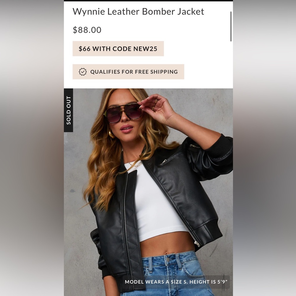 Vici Wynnie Leather Bomber Jacket
